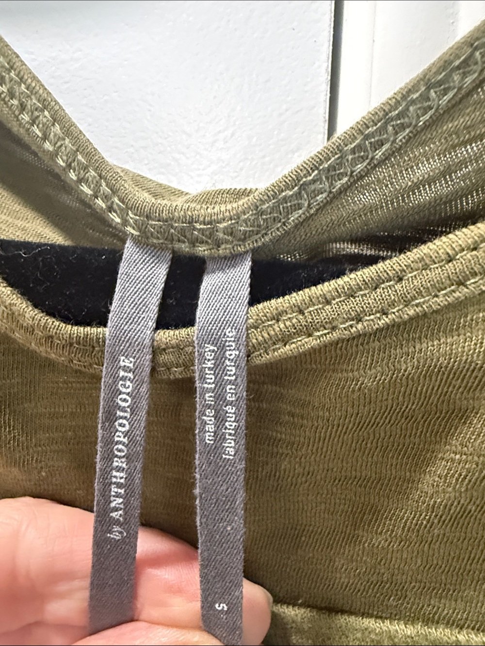 Anthropologie Olive Green Long Sleeve Layered Top - Picture 2 of 4